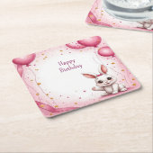 Cute Konijn Roze Baby 🐰 Kartonnen Onderzetters (Schuin)