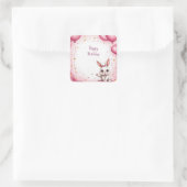 Cute Konijn Roze Baby 🐰 Vierkante Sticker (Tas)