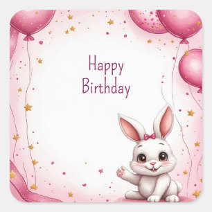 Cute Konijn Roze Baby 🐰 Vierkante Sticker