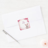 Cute Konijn Roze Baby 🐰 Vierkante Sticker (Envelop)