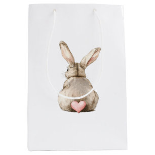Cute Konijn Roze Hart Staart Baby Shower Medium Cadeauzakje