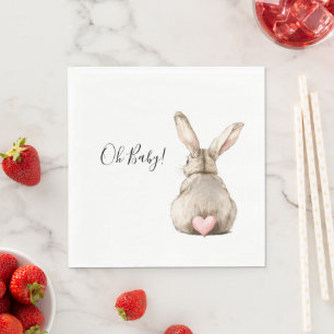Cute Konijn Roze Hart Staart Baby Shower Servet