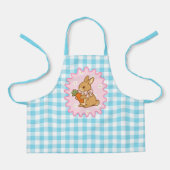 Cute Konijn Wortel & Madeliefje Gingham Schort (Voorkant)