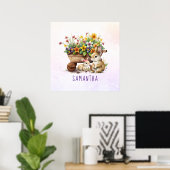 Cute Konijnen Aangepaste Naam Meisje Pasen Poster (Thuiskantoor)