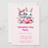 Cute Konijnen delen een Hart Valentijnsfeest