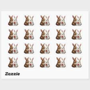 Cute Konijnen Koppel – Love Bunny Sticker