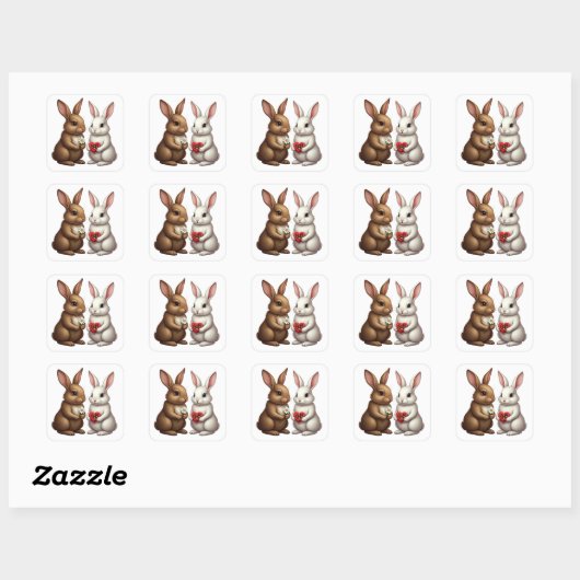 Cute Konijnen Koppel – Love Bunny Sticker (Vel)