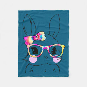 Cute konijnengezicht tie dye vlinderdas paasdag me fleece deken
