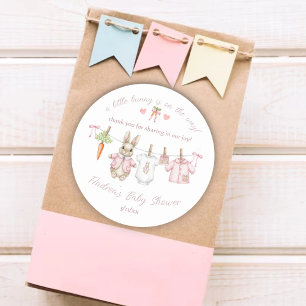 Cute Konijnenmeisjes Waslijn Baby Shower Bedankt Ronde Sticker