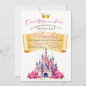 Cute Koninklijk Kasteel Prinses 1e Verjaardagsfees Kaart (Voorkant)