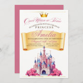 Cute Koninklijk Kasteel Prinses 1e Verjaardagsfees Kaart (Voorkant / Achterkant)