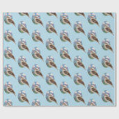 Cute Kookaburra Love Summer Bird Pattern Fun Blue Cadeaupapier (Vlak)