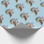 Cute Kookaburra Love Summer Bird Pattern Fun Blue Cadeaupapier (Hoek)