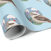 Cute Kookaburra Love Summer Bird Pattern Fun Blue Cadeaupapier (Rol Hoek)