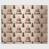 Cute koperroos gouden kerstboomstructuur beer cadeaupapier (Vlak)