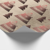 Cute koperroos gouden kerstboomstructuur beer cadeaupapier (Hoek)