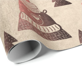 Cute koperroos gouden kerstboomstructuur beer cadeaupapier