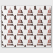 Cute koperroos gouden kerstboomstructuur beer cadeaupapier (Vlak)