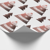 Cute koperroos gouden kerstboomstructuur beer cadeaupapier (Hoek)