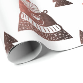 Cute koperroos gouden kerstboomstructuur beer cadeaupapier