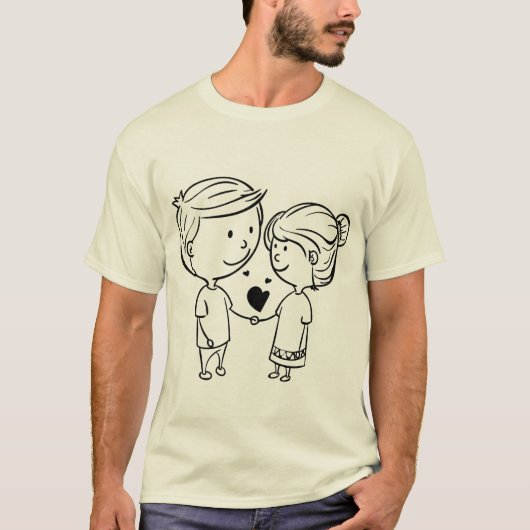 Cute Koppel met Hart T-shirt (Voorkant)