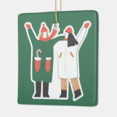 Cute Koppel Winter Illustratie Aangepaste Naam Keramisch Ornament (Links)