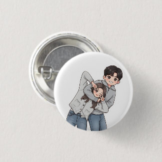 Cute Koreaanse Drama Zoet Koppel Hart Gebaar Speld Ronde Button 3,2 Cm