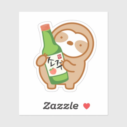 Cute Korean Peach Soju Sloth Sticker (Vel)