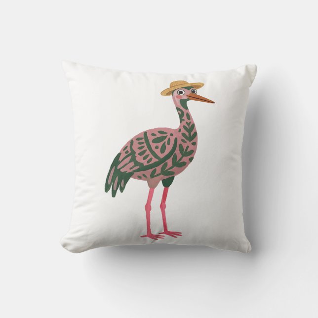 Cute Kraan Worp Kussen Stof Roze (Voorkant)