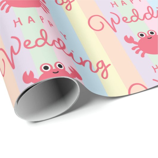 Cute Krabben Zoet Zeeleven Dieren Zomer Bruiloft Cadeaupapier (Rol Hoek)