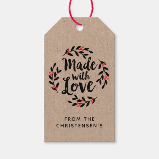Cute Kraft Handgemaakte Liefde Wreath Cadeaukaartj Cadeaulabel (Voorkant)