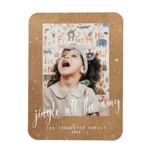 Cute Kraft Jingle Way Script 2 Photo Magneet (Verticaal)
