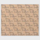 Cute Kraft Paper Black Script Font Merry kerst Cadeaupapier (Vlak)