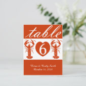 Cute kreeft red custom table number card kaart (Staand voorkant)