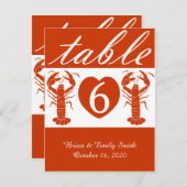 Cute kreeft red custom table number card kaart (Voorkant / Achterkant)