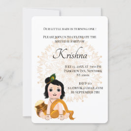Cute Krishna kaart voor verjaardag - Baby Krishna 