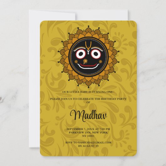 Cute Krishna kaart voor verjaardag - Krishna kunst (Voorkant)