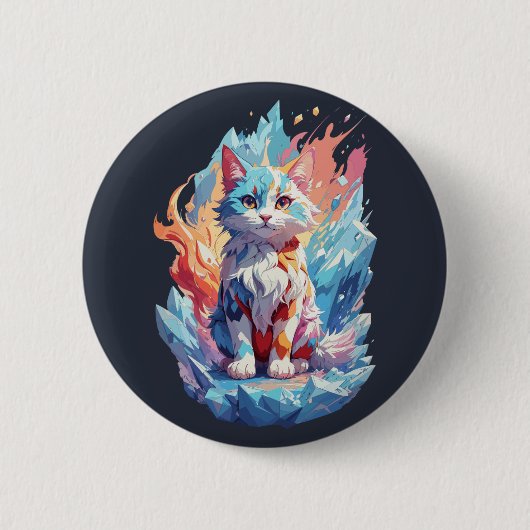 Cute Kristal Fantasy Kat Ontwerp Ronde Button 5,7 Cm (Voorkant)