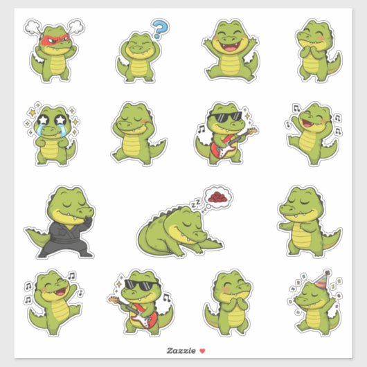 Cute Krokodil Emoji Sticker Pack (Vel)