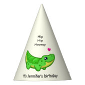 Cute krokodille liefde cartoon meisjesnaam verjaar feesthoedjes (Voorkant)