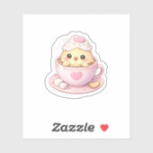 Cute Kuiken in Koffiekop Kawaii Sticker (Vel)