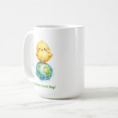 Cute Kuiken op Wereldbol - Pasen & Aardedag Design Koffiemok (Voorkant links)