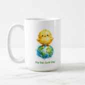 Cute Kuiken op Wereldbol - Pasen & Aardedag Design Koffiemok (Links)