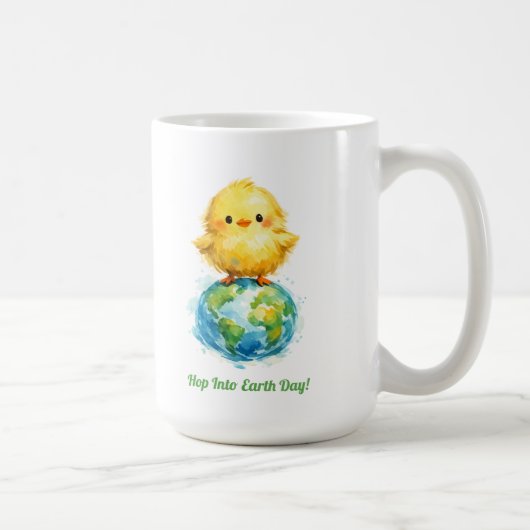Cute Kuiken op Wereldbol - Pasen & Aardedag Design Koffiemok (Rechts)
