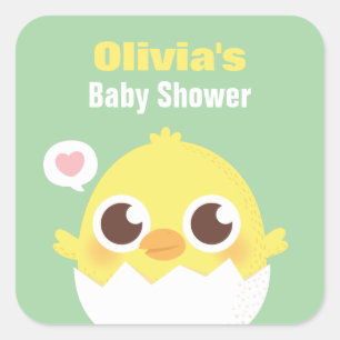 Cute Kuiken Over het Uitkomen Baby Shower Stickers