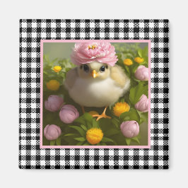 Cute Kuikens en Bloemen Pasen Magneet