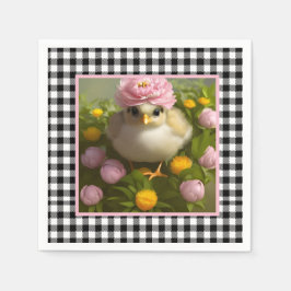 Cute Kuikens en Bloemen Pasen Servet