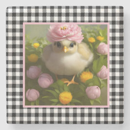 Cute Kuikens en Bloemen Pasen Stenen Onderzetter