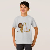 Cute L for Lion - Kinder Engels ABCD Alphabet T-shirt (Voorkant volledig)
