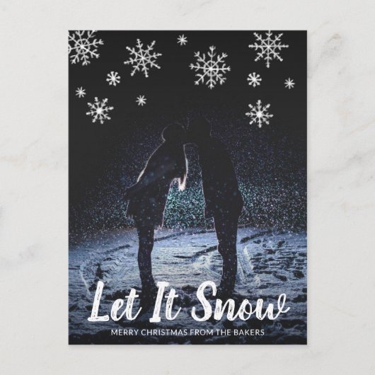 Cute laat het sneeuwvlokken Fotokerstmis Feestdagenkaart (Voorkant)